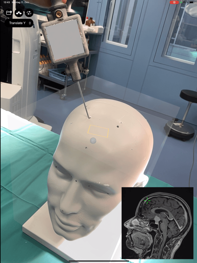 Tracking of instrument and visualizing position on surface