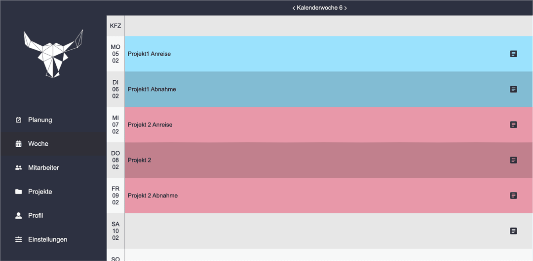 View schedule of week